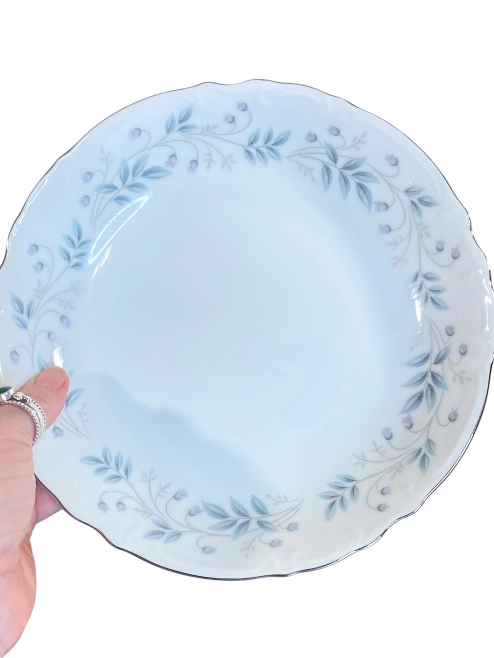 Mikasa Chalfonte Soup Bowls Set of 2 Blue White Floral Pattern Vtg Fine China